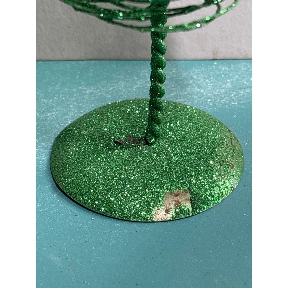 Green Glitter Spiral Wire Christmas Tree Decorations 7